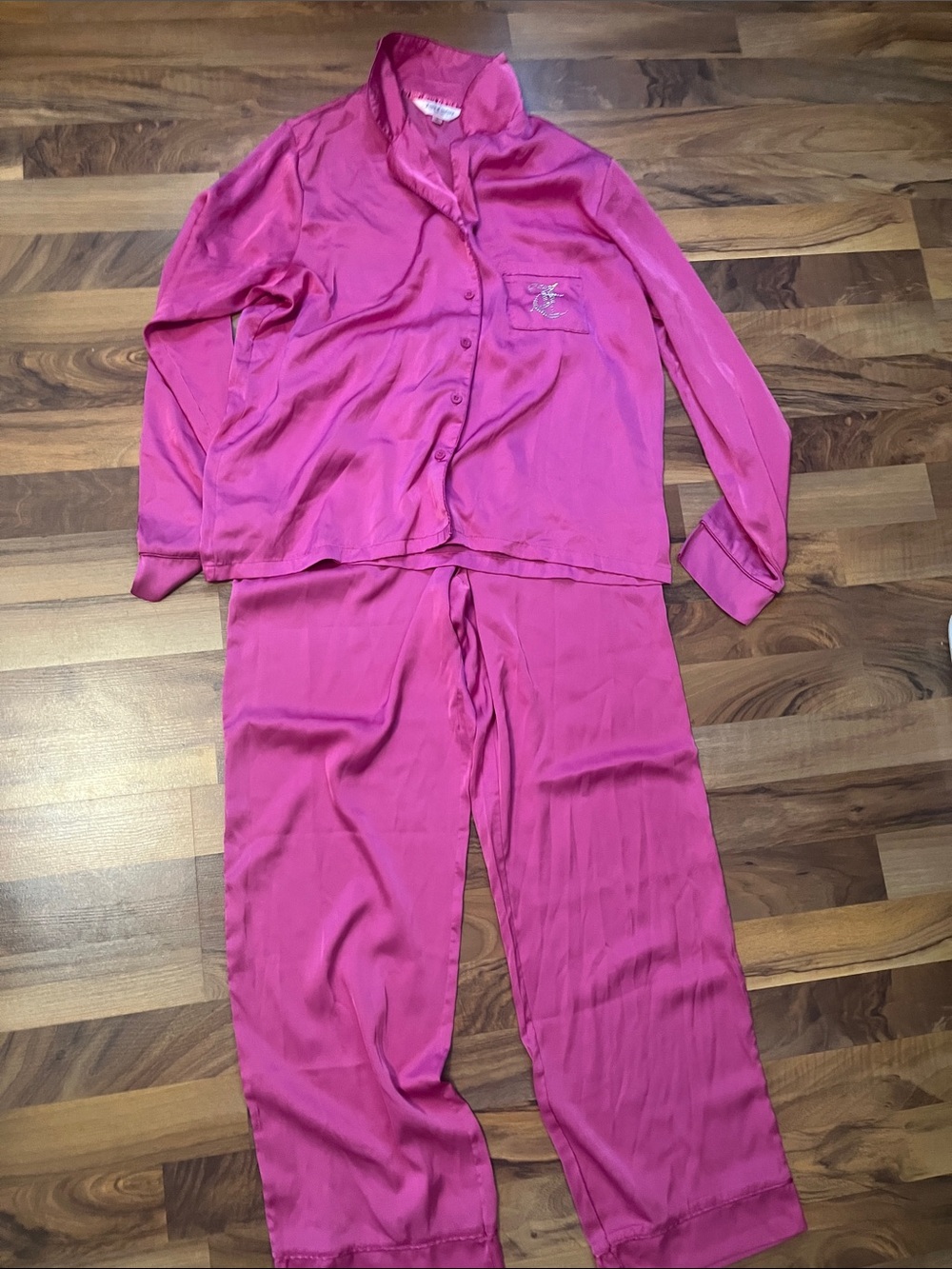 Juicy Couture Hot Pink Satin Button-Down Pajama Set
